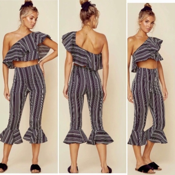 For Love and Lemons 2 pc piece set pants crop top shirt striped s - Picture 1 of 7